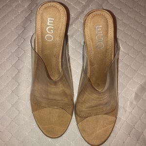 BRAND NEW - clear high heel mules